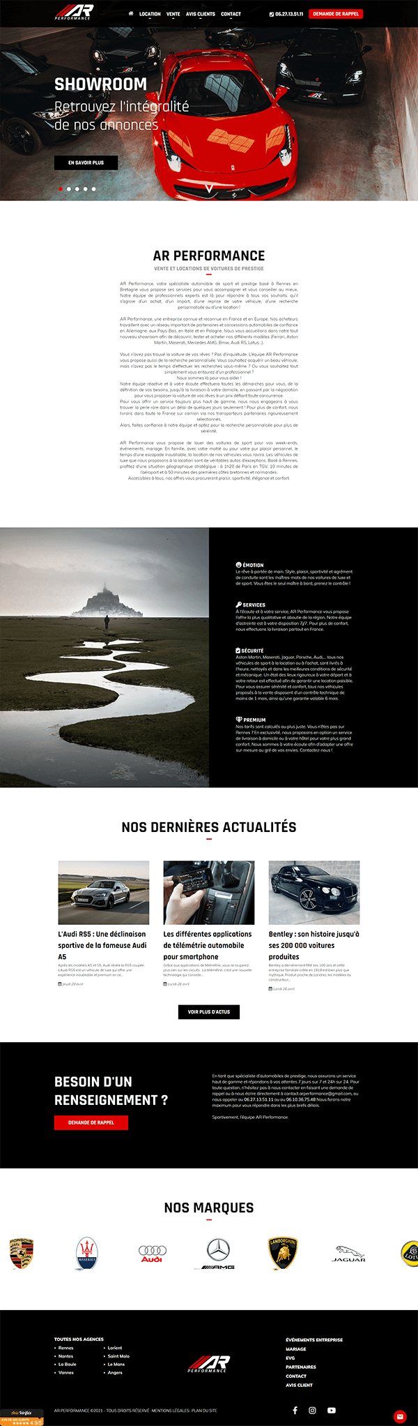 Screenshot page complete Rennes Auto Prestige