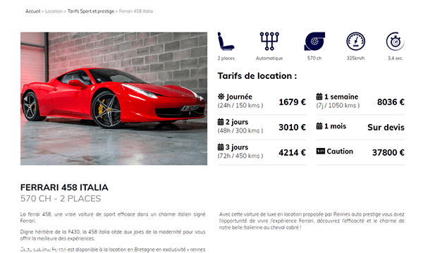 Page location voiture ARPerformance