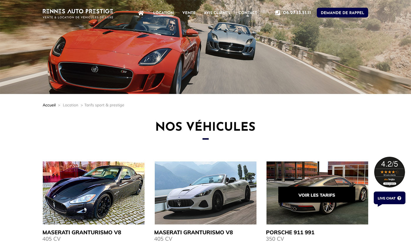  Screenshot site web  Rennes Auto Prestige