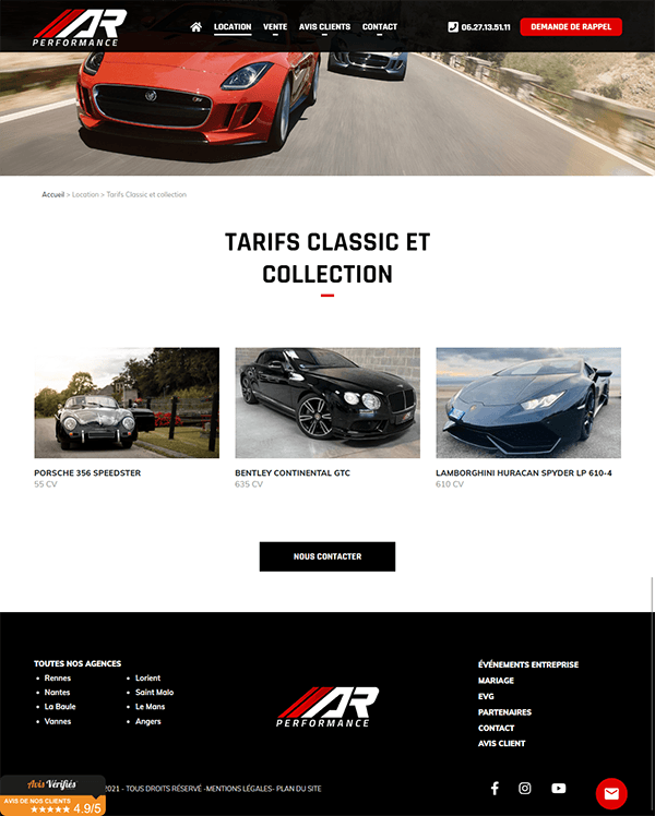 Catalogue véhicule ARPerformance